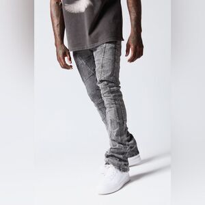 VALABASAS “STREAK" GREY WASH STACKED FLARE JEAN size 34‎ NWT in packaging